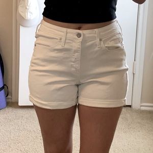 White denim shorts